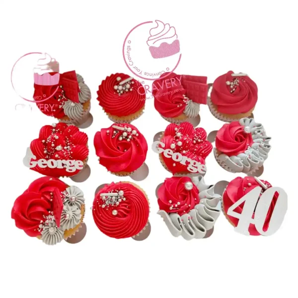 40th Birthday Cupcakes by The Cravery, handcrafted milestone cupcakes baked in Solihull.