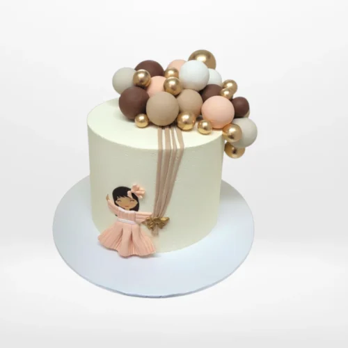 Balloon-themed birthday cake with colourful balloon decorations handcrafted by The Cravery in Birmingham City Centre.