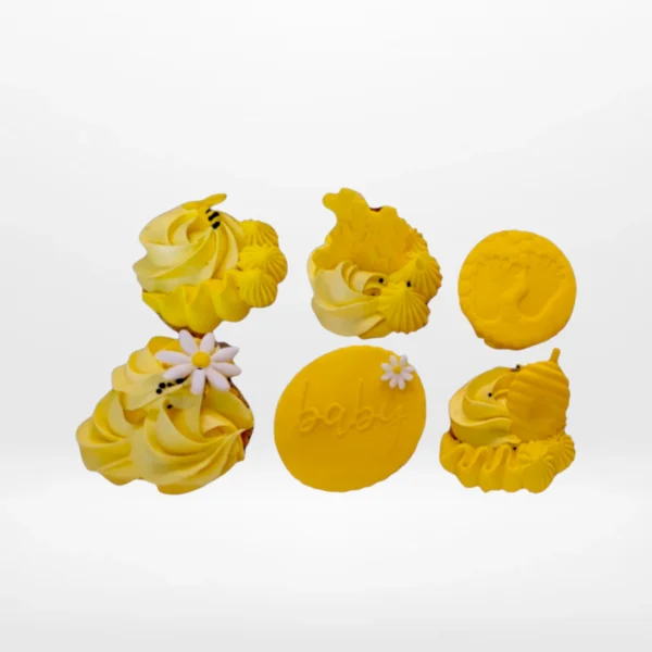 Bee Cupcakes by The Cravery, handcrafted bee-themed cupcakes with buttercream and fondant bee decorations, freshly baked in Birmingham.