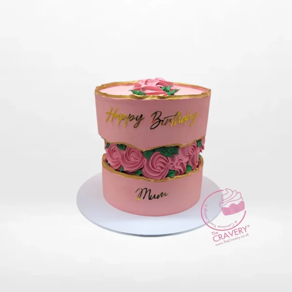 Birthday Cake for Mum by The Cravery, elegant handcrafted celebration cake available for birthday cakes in Solihull.