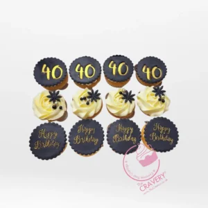 Black and Gold Cupcakes by The Cravery, elegant handcrafted cupcakes baked in Birmingham.