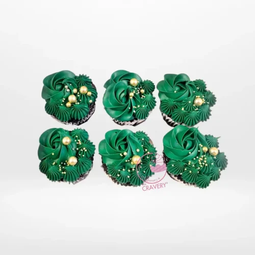 Green Cupcakes by The Cravery, handcrafted green buttercream cupcakes, freshly baked in Solihull.