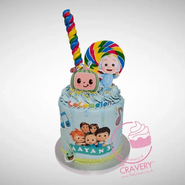 Cake Cocomelon by The Cravery, colourful children’s birthday cake from our cake shop in Bearwood.