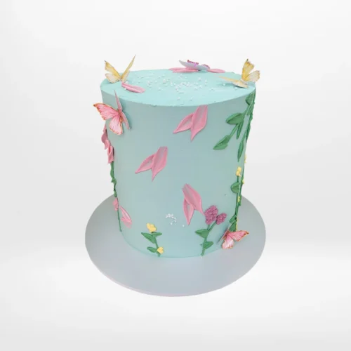 Cake Decorated with Flowers by The Cravery, elegant floral design handcrafted by cake artist in Solihull.