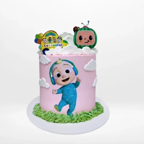 Cocomelon Theme Cake featuring Baby JJ design and colourful details by The Cravery Cake Shop Solihull.