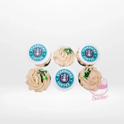 Corporate cupcakes with edible logo toppers, freshly prepared for cupcake delivery in Birmingham.