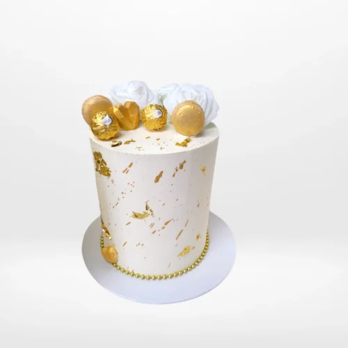 Cream and Gold Cake by The Cravery, elegant handcrafted design with Birmingham birthday cake delivery.
