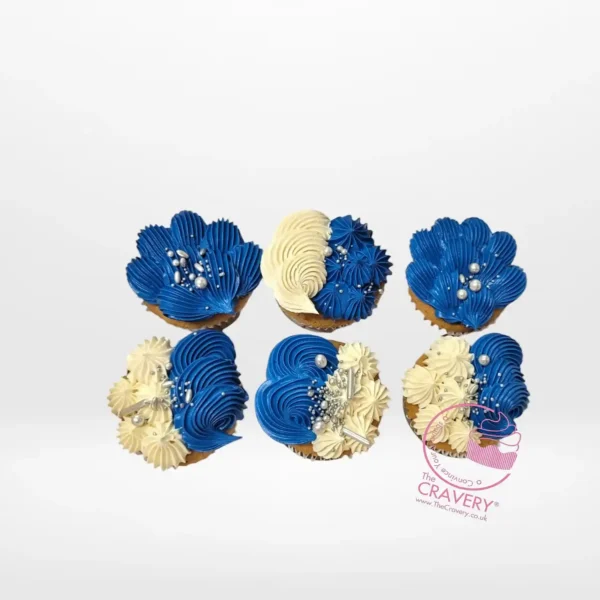 Cupcakes for Him by The Cravery, handcrafted masculine cupcakes in navy, gold, and chocolate tones made fresh in Solihull