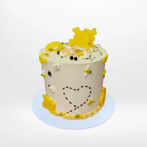 Happy Bee Cake by The Cravery, yellow bee-themed birthday cake available for cake delivery in Birmingham.