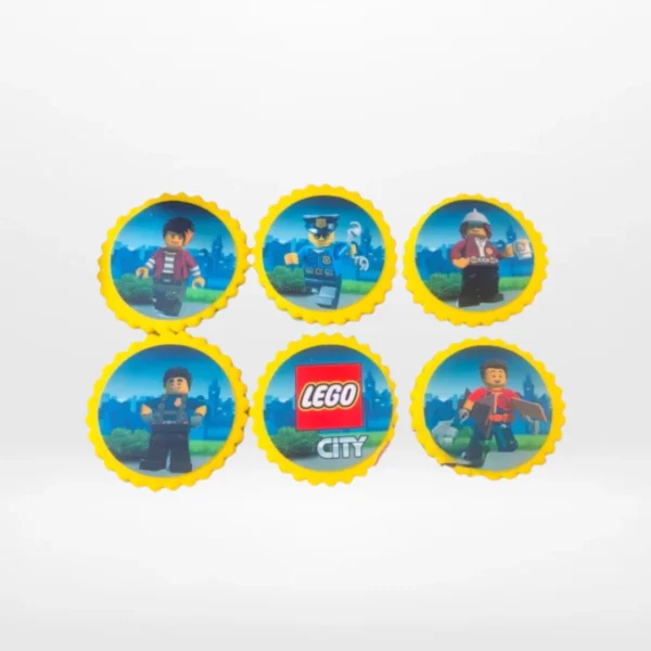 LEGO Cupcakes by The Cravery, cupcakes topped with edible LEGO City characters, baked fresh in Birmingham.