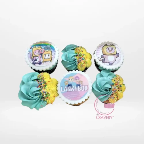 Lankybox Cupcakes by The Cravery, handcrafted cupcakes inspired by the Lankybox YouTube duo, baked fresh in Birmingham.