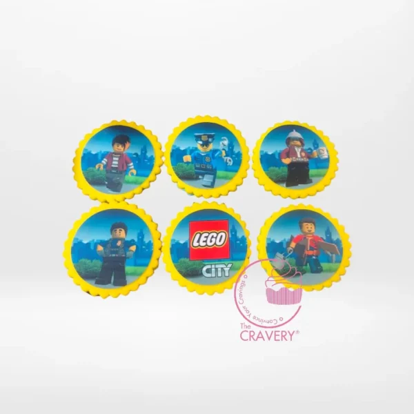 LEGO Cupcakes by The Cravery, cupcakes topped with edible LEGO City characters, baked fresh in Birmingham.