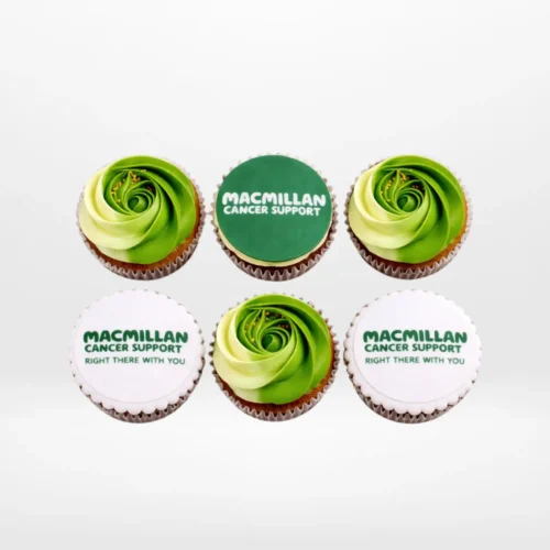 Macmillan Cupcakes by The Cravery , green-themed charity cupcakes handcrafted in Birmingham.