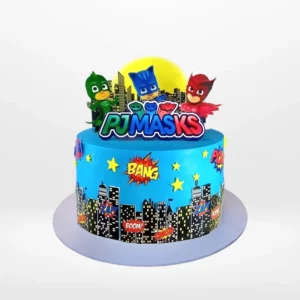 PJ Masks Cake by The Cravery, handcrafted superhero-themed children’s cake from our cake shop in Birmingham.