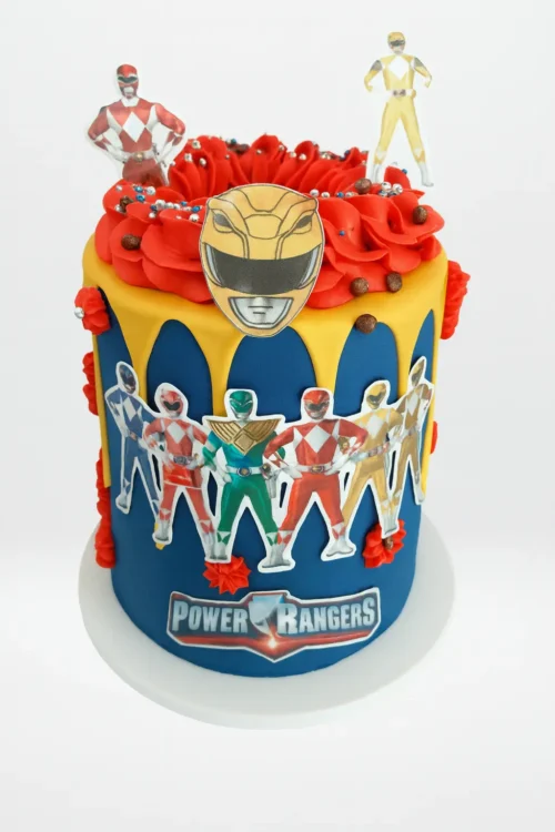 Power Rangers themed birthday cake by The Cravery in Birmingham with vibrant hero designs.