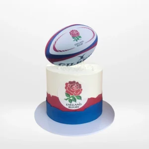The Cravery's Rugby Football Cake, A bespoke rugby-themed creation from Cravery's cake shop Walsall.