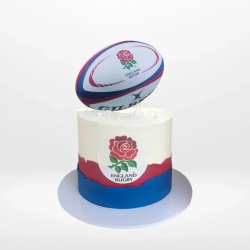 The Cravery's Rugby Football Cake, A bespoke rugby-themed creation from Cravery's cake shop Walsall.