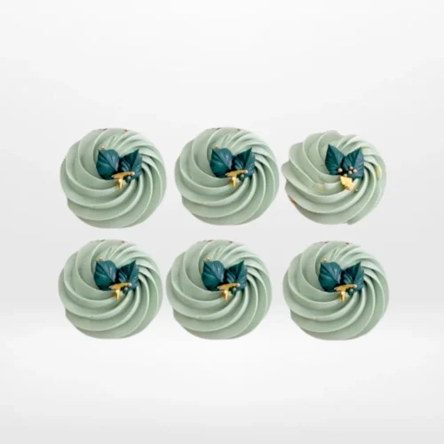 Sage Green and Gold Cupcakes by The Cravery, handcrafted luxury cupcakes with sage buttercream and gold accents, baked in Sutton Coldfield.