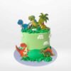 Simple Dinosaur Cake with non-edible dinosaur topper handcrafted by The Cravery, available for birthday cakes delivered in Birmingham.