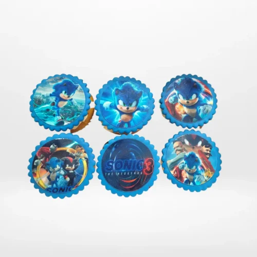 Sonic the Hedgehog Cupcake Toppers by The Cravery, cupcakes with Sonic edible print toppers, freshly baked in Birmingham.