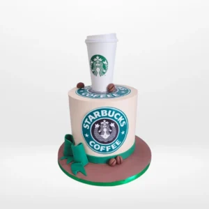 Coffee shop Starbucks Cake style cake with clean design and smooth buttercream finish handcrafted in Birmingham.