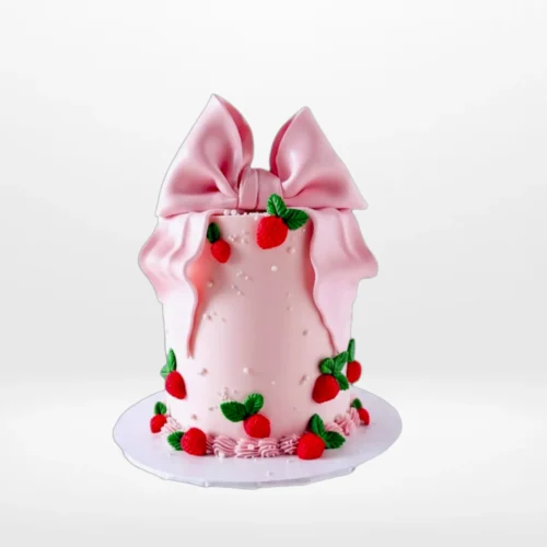Fresh Strawberry Cake from The Cravery Cake Shop in Birmingham, topped with ripe strawberries and smooth buttercream.