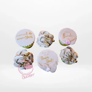 Cupcakes Bridesmaid by The Cravery, elegant, handcrafted cupcakes with floral and metallic decorations, baked fresh in Solihull.