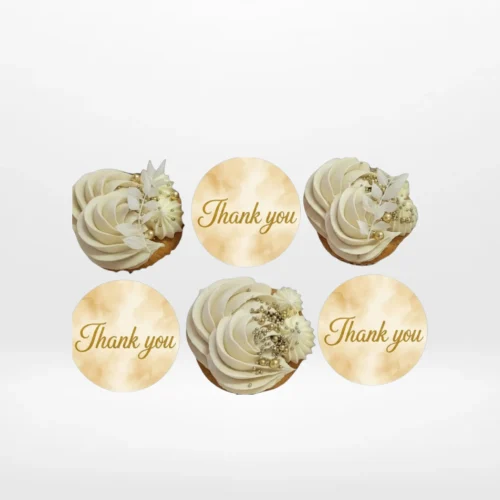 Thank You cupcakes with elegant buttercream swirls and edible toppers from The Cravery Cake Shop Birmingham.