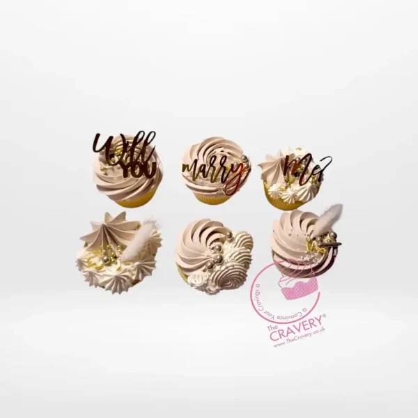 Will You Marry Me Cupcakes by The Cravery, handcrafted romantic cupcakes with cupcake delivery in Birmingham.