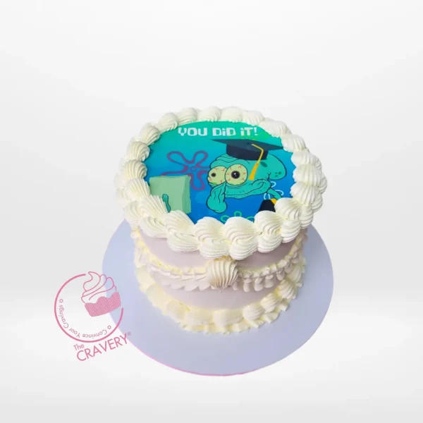 SpongeBob Topper Cake by The Cravery, handcrafted cartoon cake with “You Did It” topper from our cake shop on Witton Road.