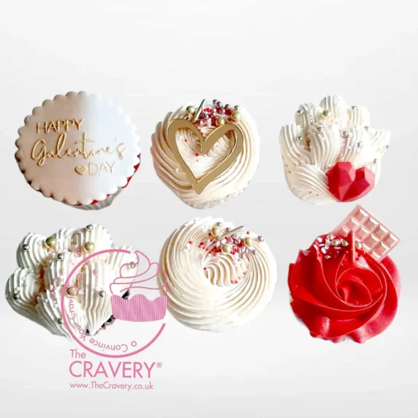 Galentine Cupcakes by The Cravery, pink and heart-themed cupcakes in Solihull.