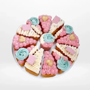 Pizza Cake In Baby Pink with smooth buttercream finish and playful slice design handcrafted in Birmingham.