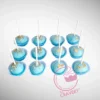 Blue cakepops with elegant decorative finishes handcrafted at a cake shop in Bearwood.