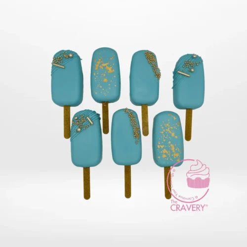 Blue cakesicles handcrafted in Birmingham.