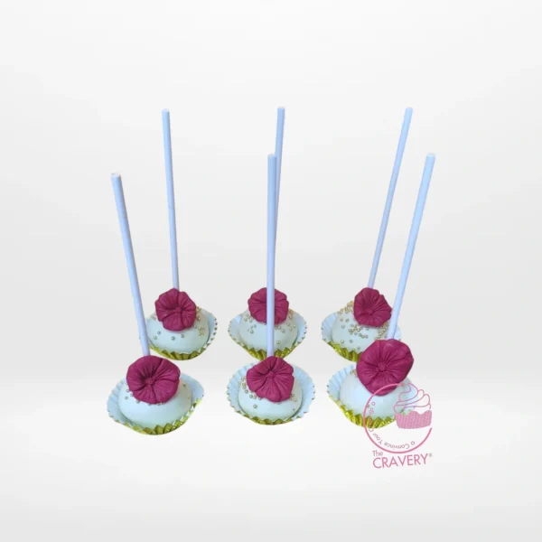 Burgundy themed cake pop arrangement with gold and elegant decorative accents from a cake shop in Smethwick.