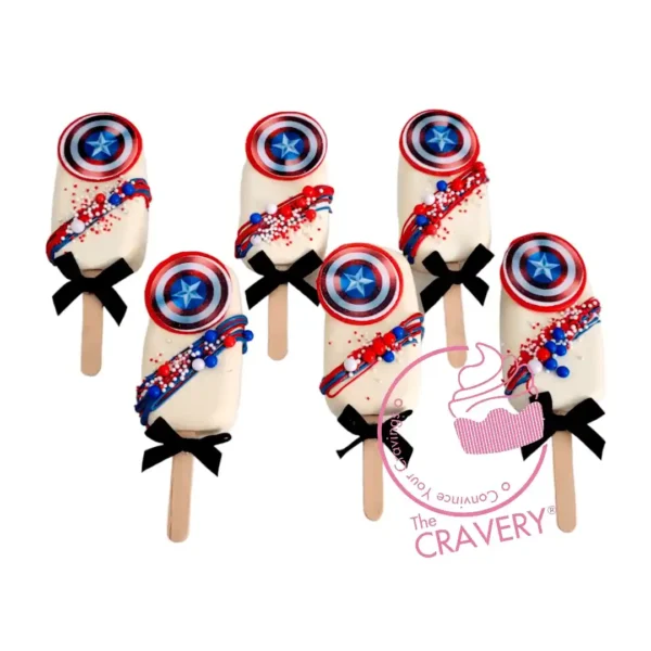Captain America mini superhero cakesicles from The Cravery Birmingham