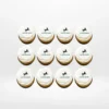 Branded logo cupcakes with edible printed toppers, freshly crafted for Birmingham cupcakes customers.