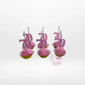 Number themed cake pops decorated with colourful cartoon details from a cake shop in Birmingham.