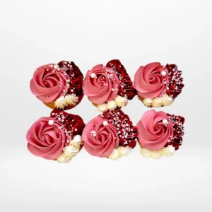 Rose cupcake with delicately piped buttercream petals, handcrafted for Birmingham cupcakes customers.