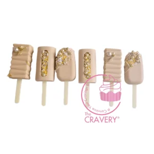 Mini cake pop cakesicles decorated elegantly from a cake shop in Birmingham city centre.