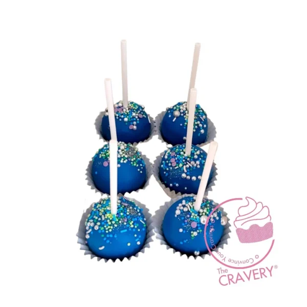 Decorated cake popsicles with smooth chocolate coating and elegant designs from a Sutton Coldfield bakery.