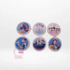 K-Pop cupcake with edible printed topper and colourful buttercream, handcrafted for Birmingham cupcakes customers.
