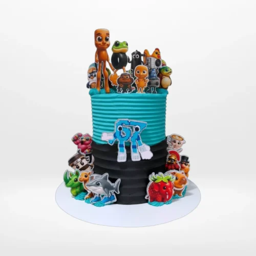 Italian Brainrot themed 67 cake with bold character design made in Birmingham.