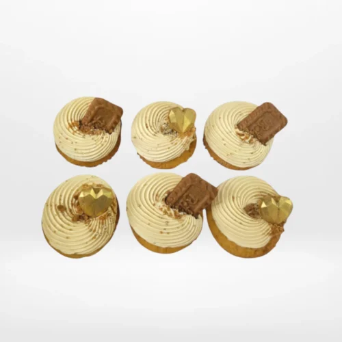 Biscoff cupcakes with caramelised biscuit topping and smooth buttercream made in Birmingham.