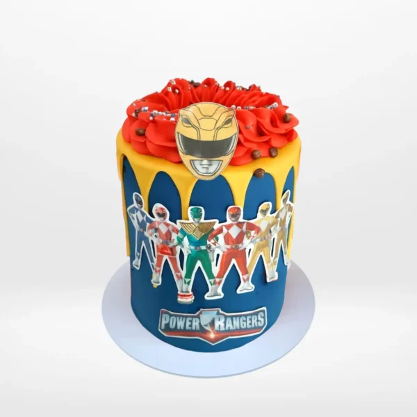 Power Rangers themed birthday cake by The Cravery in Birmingham with vibrant hero designs.
