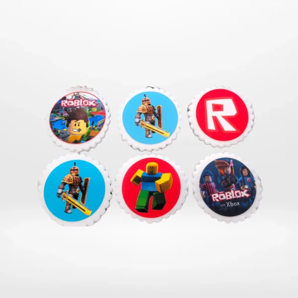 Roblox themed cupcakes with colourful design made in Birmingham.