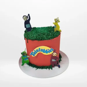 Teletubbies themed birthday cake with colourful character design made in Birmingham.