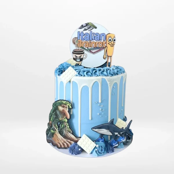Italian Brainrot themed cake with bold character design made in Birmingham.