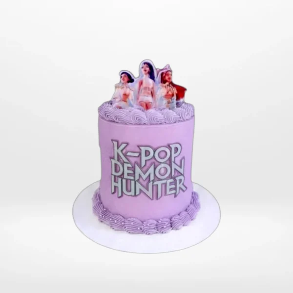 K pop demon themed cake with bold character design made in Birmingham.