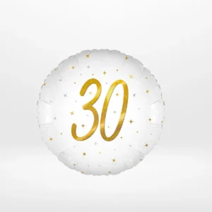 Gold and white 30th birthday balloon from Cake Shop Solihull.
